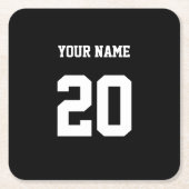 Zwart-wit Aangepast nummer en naam Kartonnen Onderzetters (Voorkant)