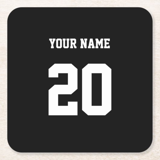 Zwart-wit Aangepast nummer en naam Kartonnen Onderzetters (Voorkant)