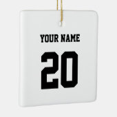 Zwart-wit Aangepast nummer en naam Keramisch Ornament (Rechts)