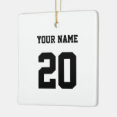 Zwart-wit Aangepast nummer en naam Keramisch Ornament (Links)