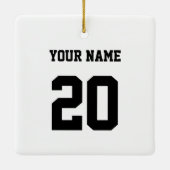 Zwart-wit Aangepast nummer en naam Keramisch Ornament (Achterkant)