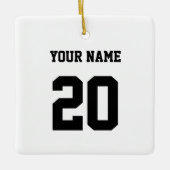 Zwart-wit Aangepast nummer en naam Keramisch Ornament (Voorkant)