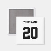 Zwart-wit Aangepast nummer en naam Magneet (Voorkant / Achterkant)