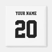 Zwart-wit Aangepast nummer en naam Magneet (Voorkant)