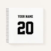 Zwart-wit Aangepast nummer en naam Notitieboek (Voorkant)