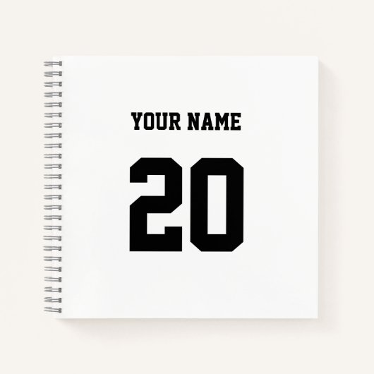Zwart-wit Aangepast nummer en naam Notitieboek (Voorkant)
