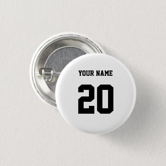 Zwart-wit Aangepast nummer en naam Ronde Button 3,2 Cm (Voorkant /achterkant)