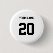 Zwart-wit Aangepast nummer en naam Ronde Button 3,2 Cm (Voorkant)