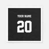 Zwart-wit Aangepast nummer en naam Servet (Voorkant)