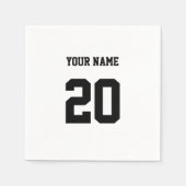 Zwart-wit Aangepast nummer en naam Servet (Voorkant)