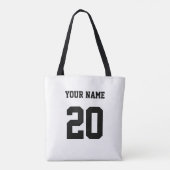 Zwart-wit Aangepast nummer en naam Tote Bag (Achterkant)