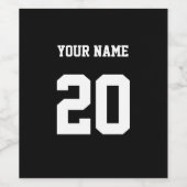 Zwart-wit Aangepast nummer en naam Wijn Etiket (Enkel label)