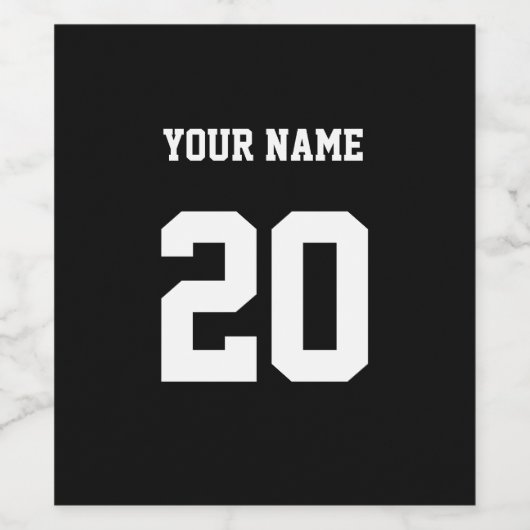 Zwart-wit Aangepast nummer en naam Wijn Etiket (Enkel label)