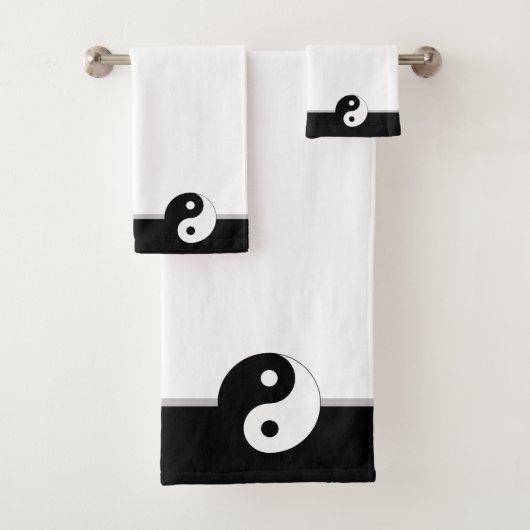 Zwart & Wit Aangepast Yin Yang Bad Handdoek (Insitu)