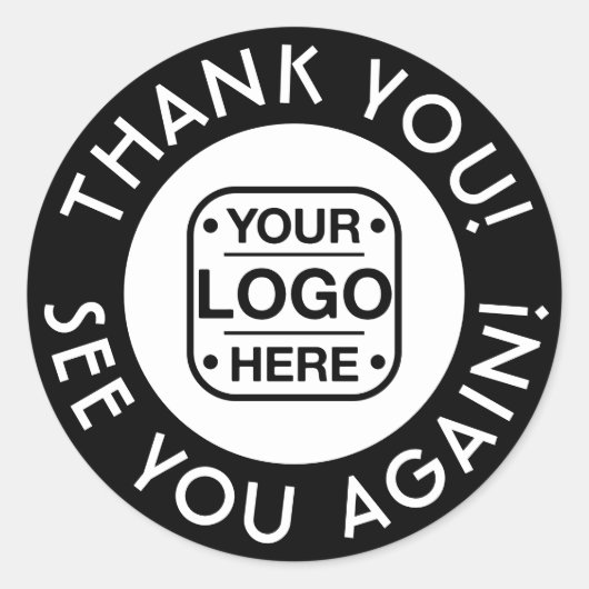 Zwart-wit aangepaste bedankstickers met logo ronde sticker (Voorkant)