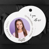 Zwart wit aangepaste foto dank u Quinceanera Bedankjes Labels