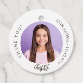 Zwart wit aangepaste foto dank u Quinceanera Bedankjes Labels (Voorkant)