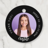 Zwart wit aangepaste foto dank u Sweet 16 Bedankjes Labels (Voorkant)