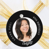 Zwart wit aangepaste foto dank u verjaardag bedankjes labels