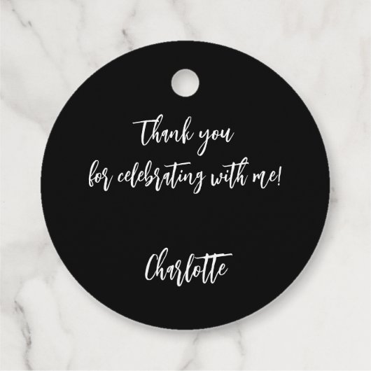 Zwart wit aangepaste foto dank u verjaardag bedankjes labels (Achterkant)