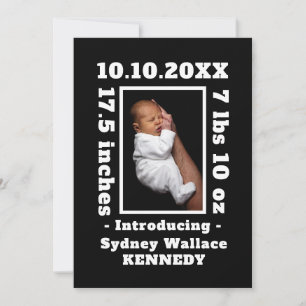 Zwart Wit Aangepaste Foto Hallo Baby Pasgeboren Ge Aankondiging