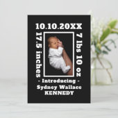 Zwart Wit Aangepaste Foto Hallo Baby Pasgeboren Ge Aankondiging (Staand voorkant)