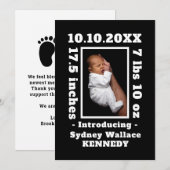 Zwart Wit Aangepaste Foto Hallo Baby Pasgeboren Ge Aankondiging (Voorkant / Achterkant)