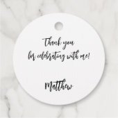 Zwart wit aangepaste foto man kerel verjaardag bedankjes labels (Achterkant)