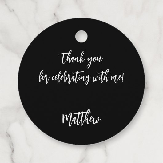 Zwart wit aangepaste foto man man verjaardag bedankjes labels (Achterkant)