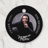 Zwart wit aangepaste foto man man verjaardag bedankjes labels (Voorkant)