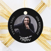 Zwart wit aangepaste foto man man verjaardag bedankjes labels