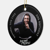 Zwart wit aangepaste foto man man verjaardag keramisch ornament (Links)