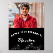 Zwart wit aangepaste foto muziek verjaardag welkom poster (Voorkant)