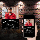 Zwart wit aangepaste foto muziek verjaardag welkom poster