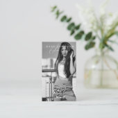 Zwart & Wit Aangepaste Foto Portret Sjabloon Visitekaartje (Staand voorkant)