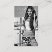 Zwart & Wit Aangepaste Foto Portret Sjabloon Visitekaartje (Voorkant)