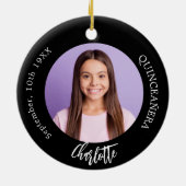 Zwart wit aangepaste foto Quinceanera Keramisch Ornament (Achterkant)