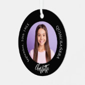 Zwart wit aangepaste foto Quinceanera Metalen Ornament (Voorkant links)