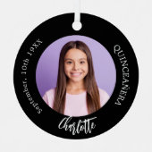 Zwart wit aangepaste foto Quinceanera Metalen Ornament (Voorkant)