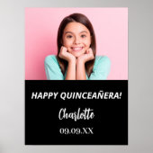 Zwart wit aangepaste foto Quinceanera party welkom Poster (Voorkant)
