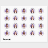 Zwart wit aangepaste foto Quinceanera Ronde Sticker (Vel)