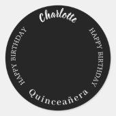 Zwart wit aangepaste foto Quinceanera Ronde Sticker (Voorkant)