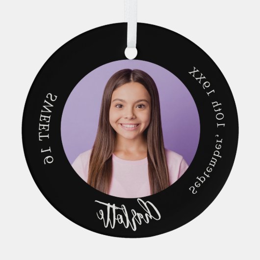 Zwart wit aangepaste foto Sweet 16 Glas Ornament (Achterkant)