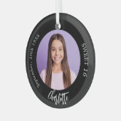 Zwart wit aangepaste foto Sweet 16 Glas Ornament (Voorkant links)