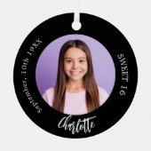 Zwart wit aangepaste foto Sweet 16 Metalen Ornament (Voorkant)