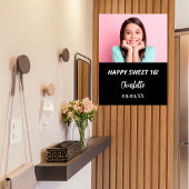 Zwart wit aangepaste foto Sweet 16 party welkom Poster