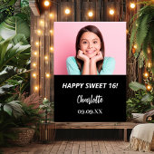 Zwart wit aangepaste foto Sweet 16 party welkom Poster