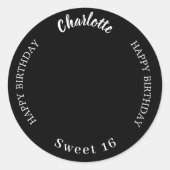 Zwart wit aangepaste foto Sweet 16 Ronde Sticker (Voorkant)