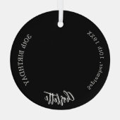 Zwart wit aangepaste foto verjaardag glas ornament (Achterkant)