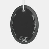 Zwart wit aangepaste foto verjaardag glas ornament (Voorkant links)